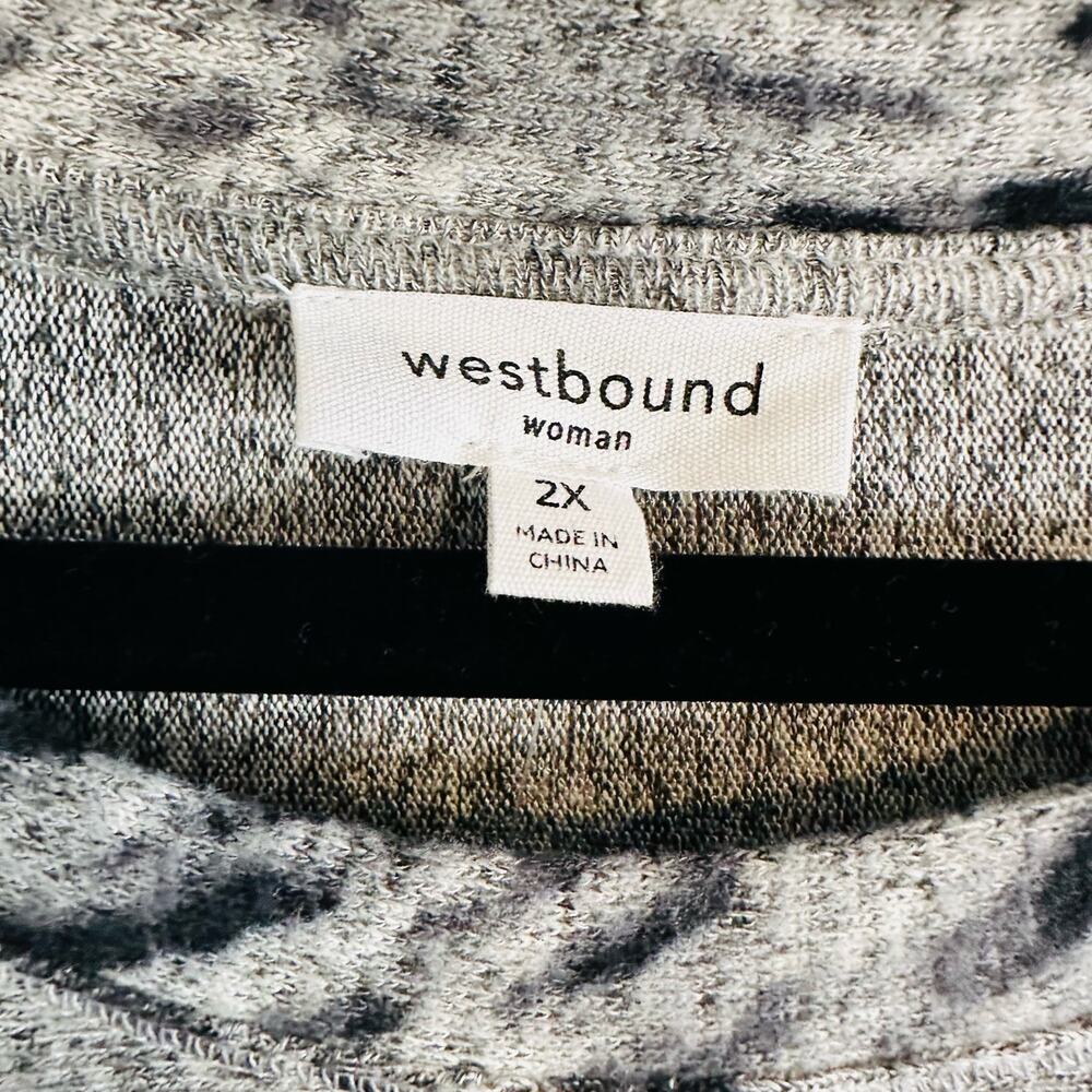 Westbound Women's Gray Animal Print Long Sleeve Crew Neck Sweatshirts Size 2X - Picture 4 of 5